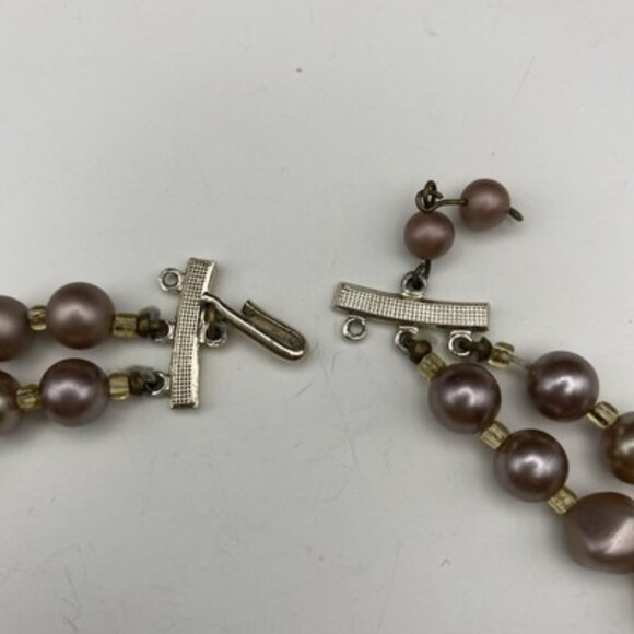 Lot 6 Vintage Style Statement Necklaces Bronze Gold Faux Pearl Beaded Boho Layer - Picture 8 of 14